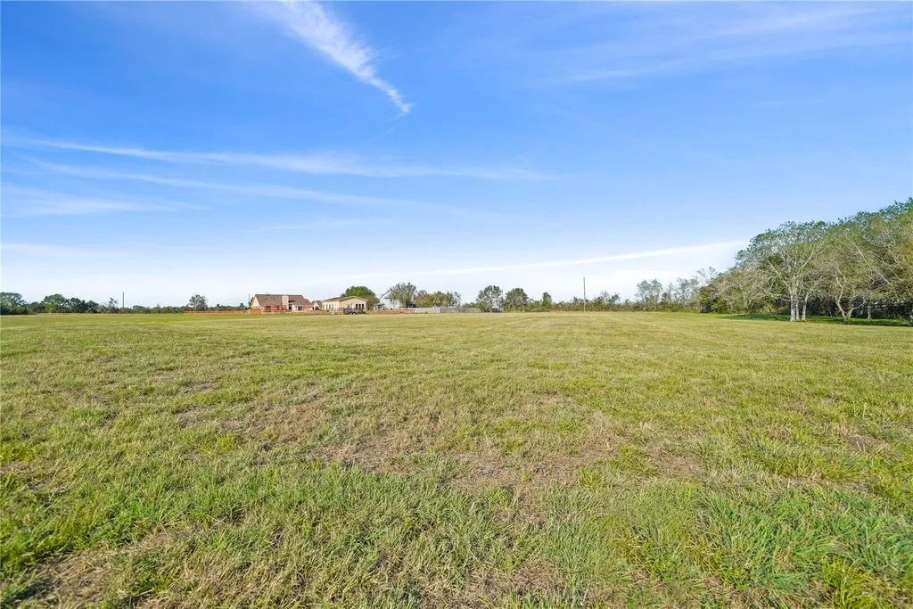 Looking across the open, grassy lot